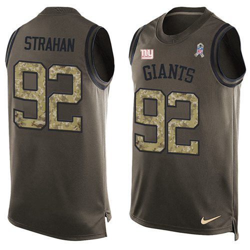 Nike Giants #92 Michael Strahan Green Men's Stitched NFL Limited Salute To Service Tank Top Jersey